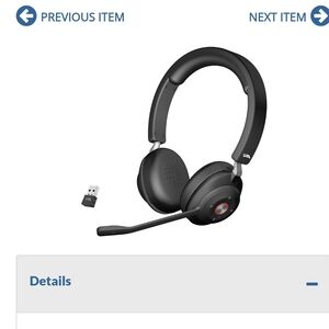 Black Wireless Headset with USB Adapter